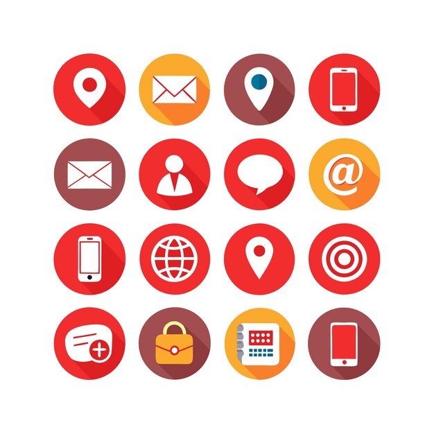 Colección de conjuntos de iconos de contacto para sitios web y aplicaciones móviles