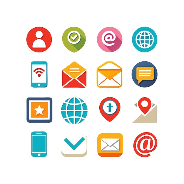 Colección de conjuntos de iconos de contacto para sitios web y aplicaciones móviles