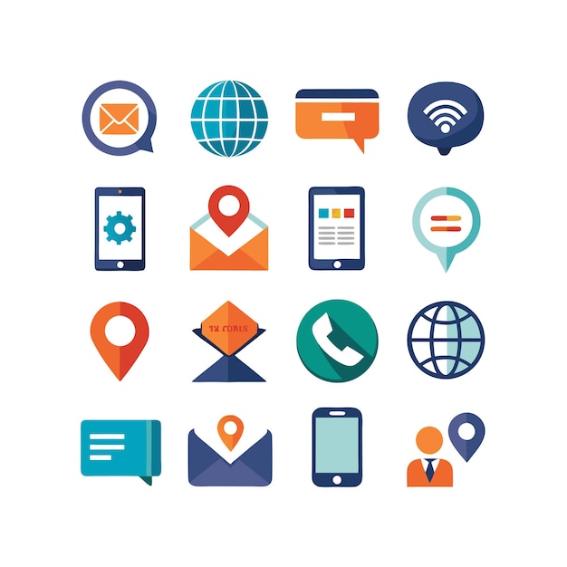 Colección de conjuntos de iconos de contacto para sitios web y aplicaciones móviles