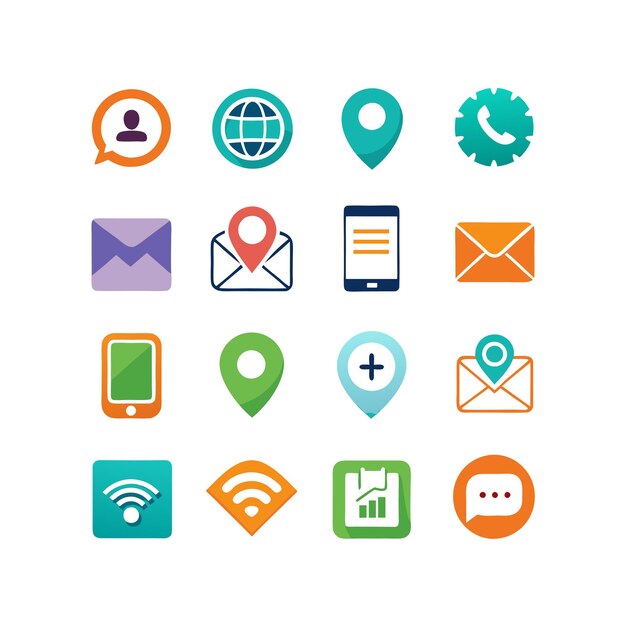 Colección de conjuntos de iconos de contacto para sitios web y aplicaciones móviles