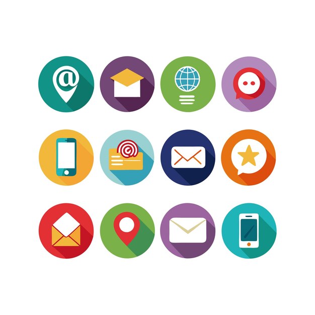 Colección de conjuntos de iconos de contacto para sitios web y aplicaciones móviles