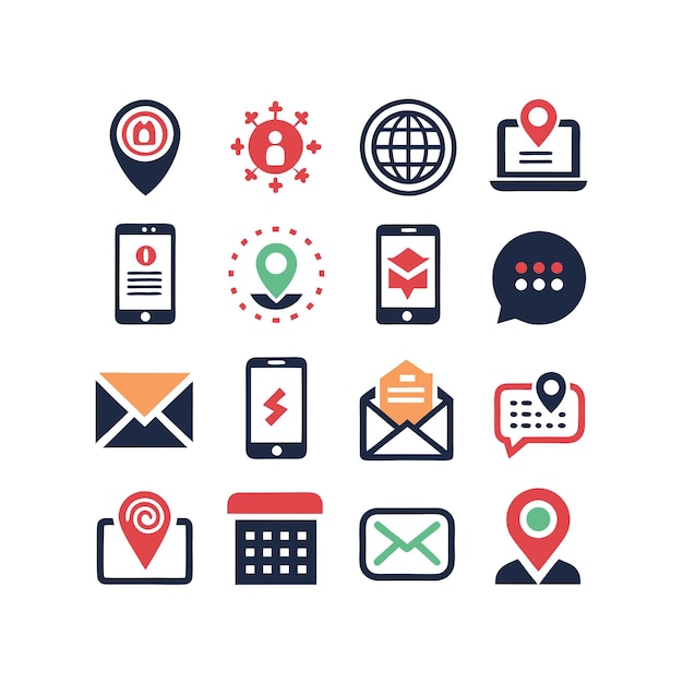 Colección de conjuntos de iconos de contacto para sitios web y aplicaciones móviles