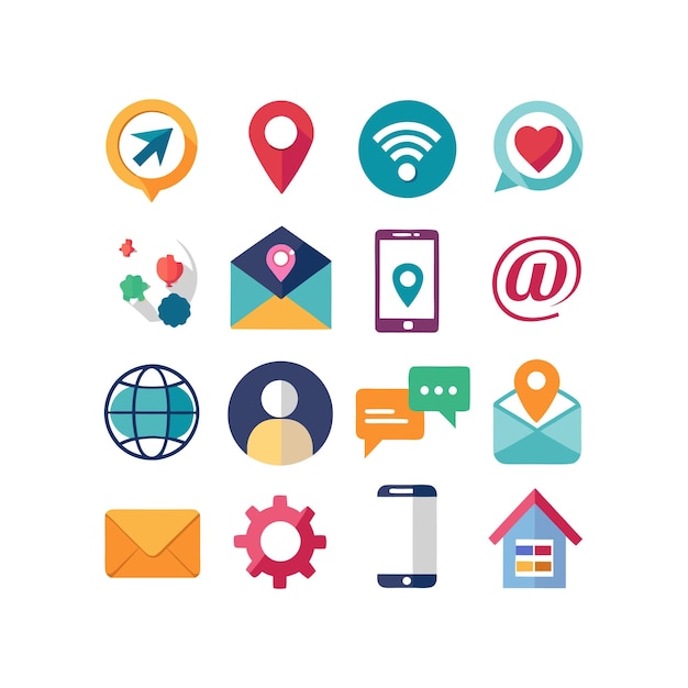 Colección de conjuntos de iconos de contacto para sitios web y aplicaciones móviles