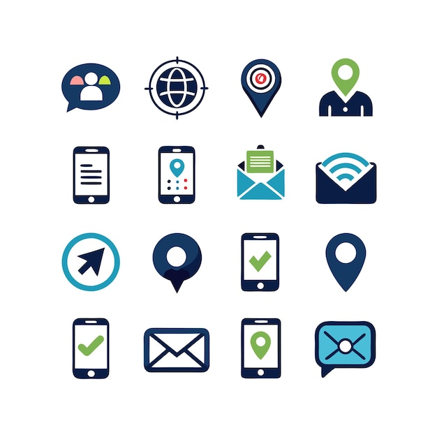 Colección de conjuntos de iconos de contacto para sitios web y aplicaciones móviles