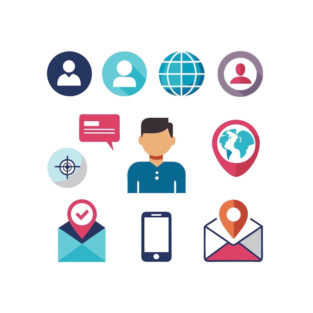 Colección de conjuntos de iconos de contacto para sitios web y aplicaciones móviles