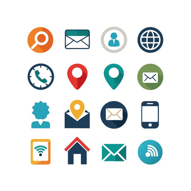 Colección de conjuntos de iconos de contacto para sitios web y aplicaciones móviles