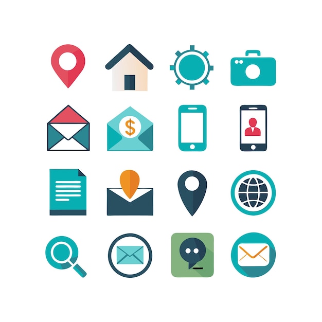 Colección de conjuntos de iconos de contacto para sitios web y aplicaciones móviles