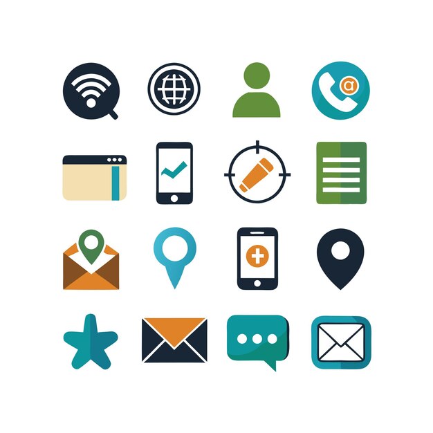 Colección de conjuntos de iconos de contacto para sitios web y aplicaciones móviles
