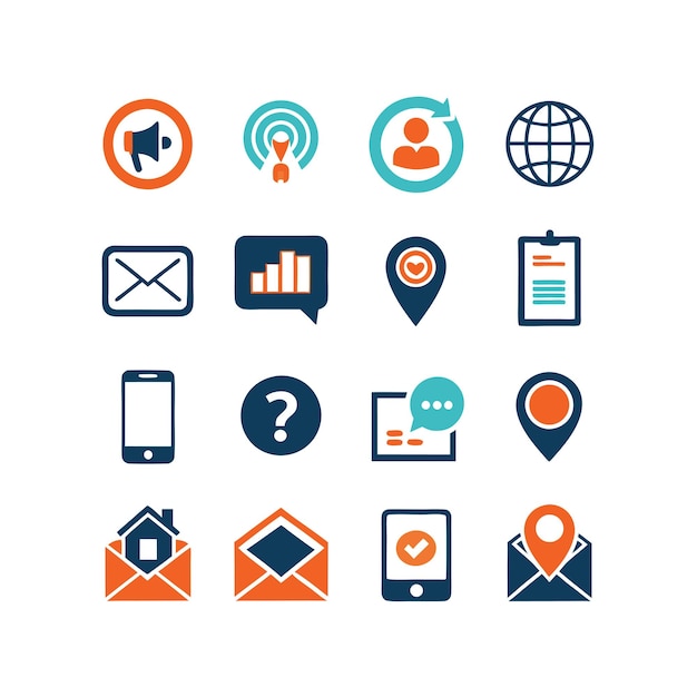 Colección de conjuntos de iconos de contacto para sitios web y aplicaciones móviles