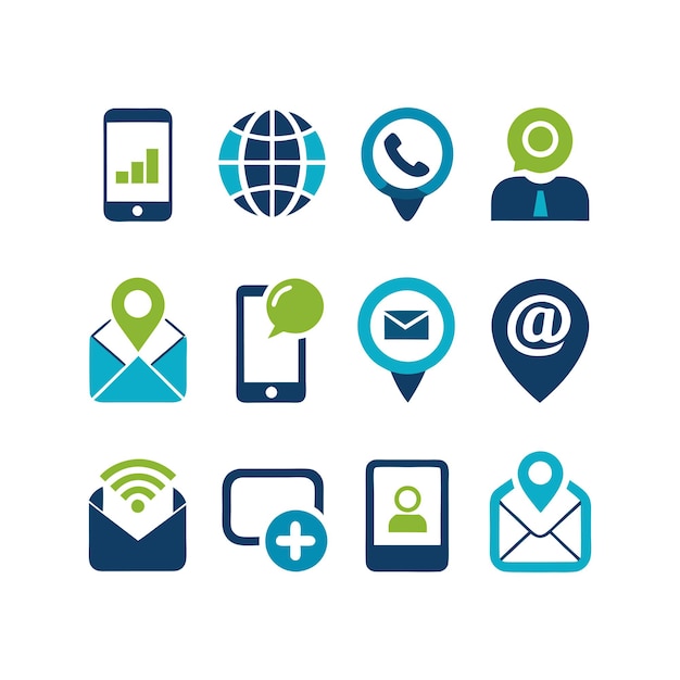 Colección de conjuntos de iconos de contacto para sitios web y aplicaciones móviles