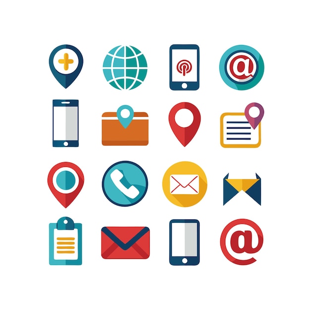 Colección de conjuntos de iconos de contacto para sitios web y aplicaciones móviles