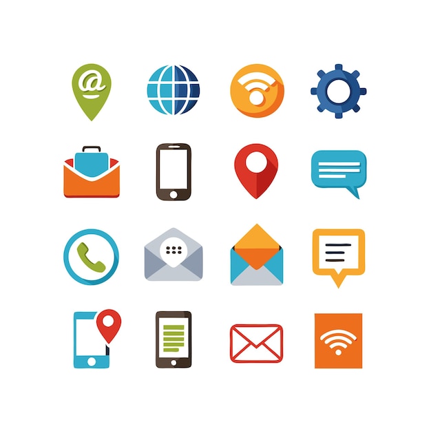 Colección de conjuntos de iconos de contacto para sitios web y aplicaciones móviles