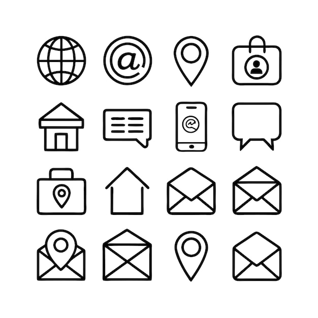 Colección de conjuntos de iconos de contacto para sitios web y aplicaciones móviles