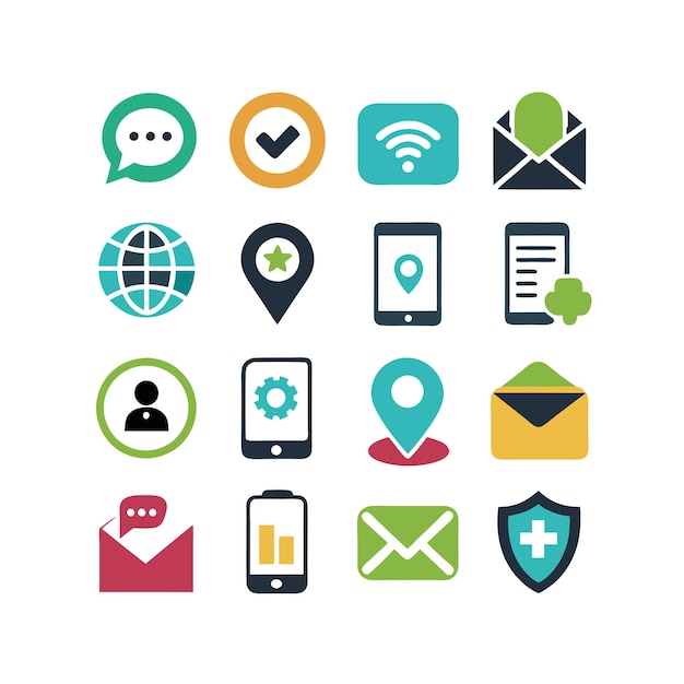Colección de conjuntos de iconos de contacto para sitios web y aplicaciones móviles