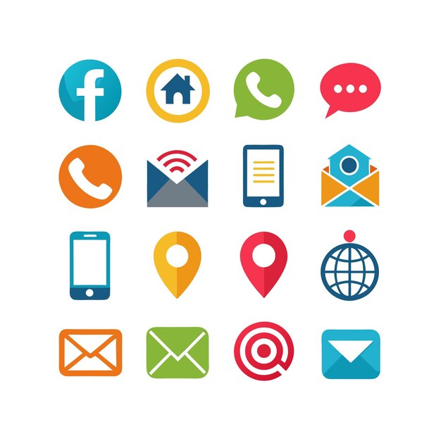 Colección de conjuntos de iconos de contacto para sitios web y aplicaciones móviles