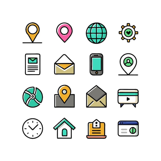 Colección de conjuntos de iconos de contacto para sitios web y aplicaciones móviles