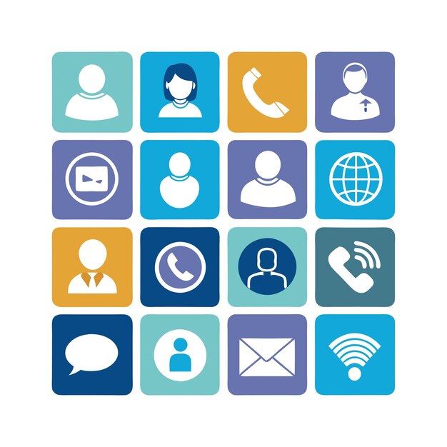 Colección de conjuntos de iconos de contacto para sitios web y aplicaciones móviles