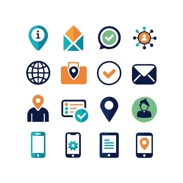 Colección de conjuntos de iconos de contacto para sitios web y aplicaciones móviles