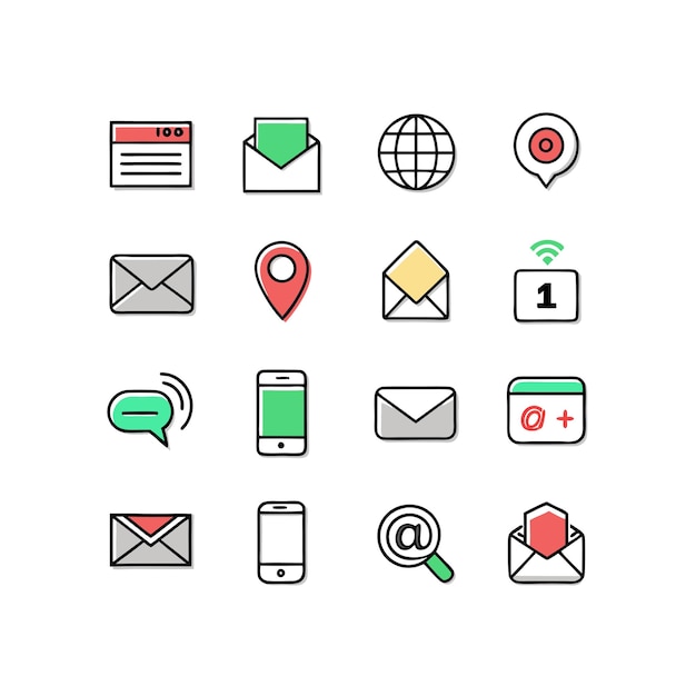 Colección de conjuntos de iconos de contacto para sitios web y aplicaciones móviles