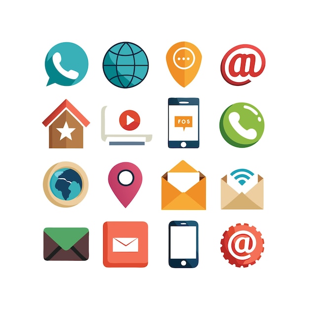 Colección de conjuntos de iconos de contacto para sitios web y aplicaciones móviles