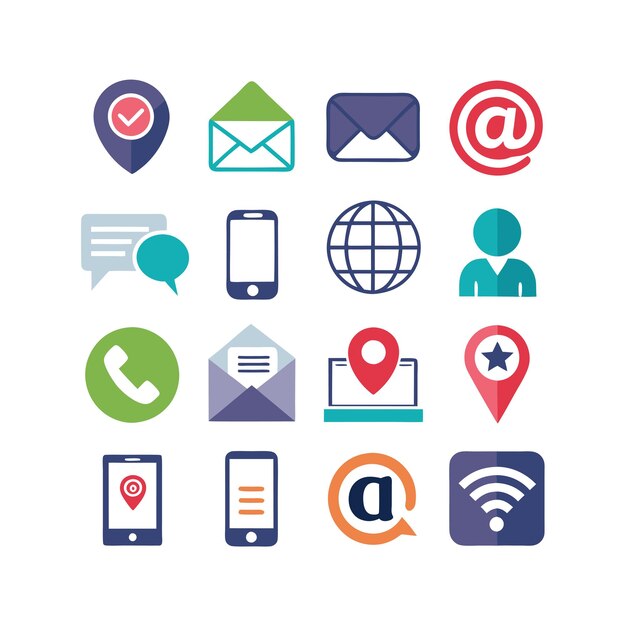 Colección de conjuntos de iconos de contacto para sitios web y aplicaciones móviles