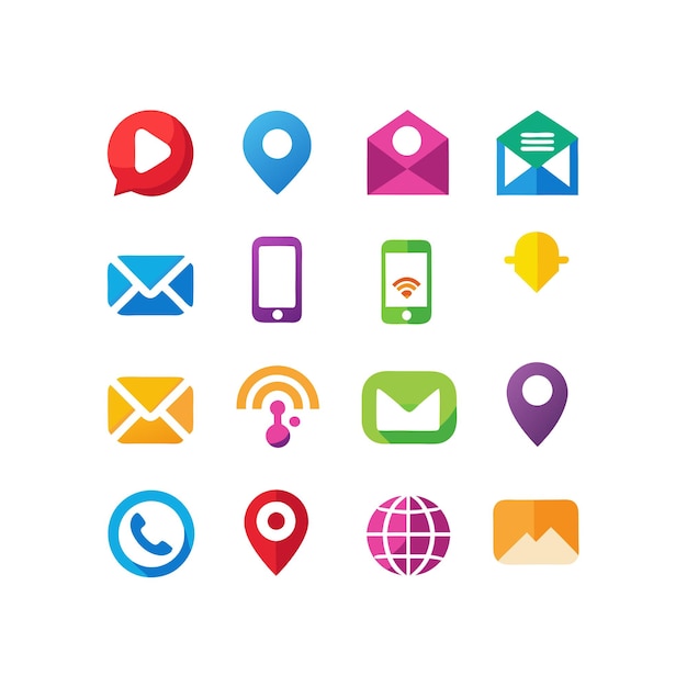 Colección de conjuntos de iconos de contacto para sitios web y aplicaciones móviles