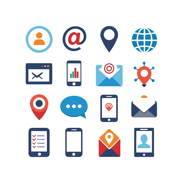Colección de conjuntos de iconos de contacto para sitios web y aplicaciones móviles