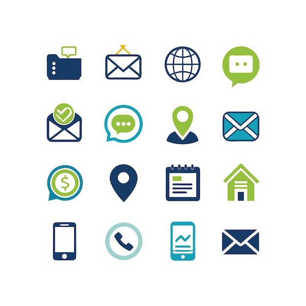 Colección de conjuntos de iconos de contacto para sitios web y aplicaciones móviles