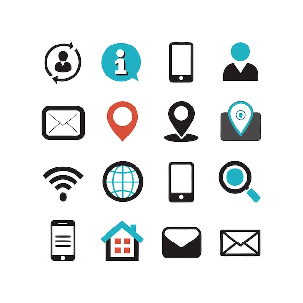 Colección de conjuntos de iconos de contacto para sitios web y aplicaciones móviles