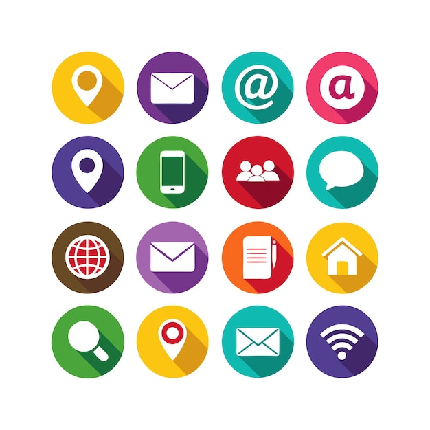 Colección de conjuntos de iconos de contacto para sitios web y aplicaciones móviles