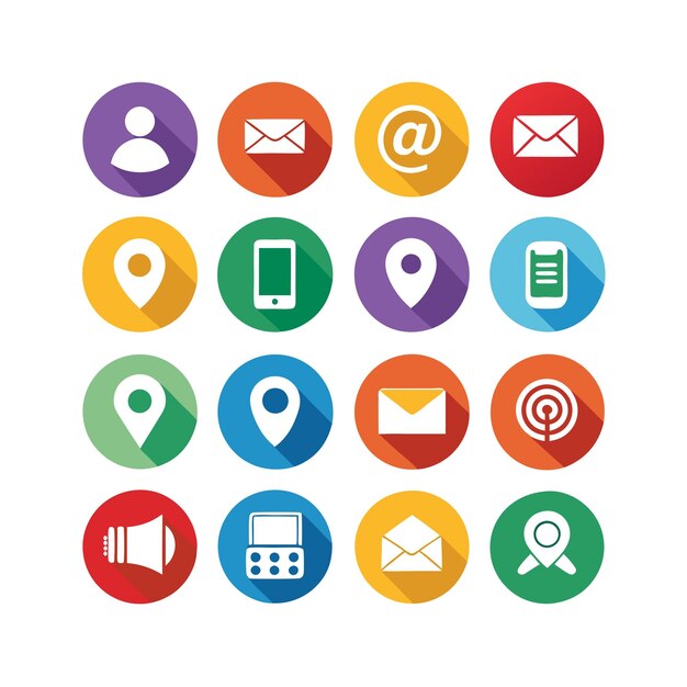 Colección de conjuntos de iconos de contacto para sitios web y aplicaciones móviles