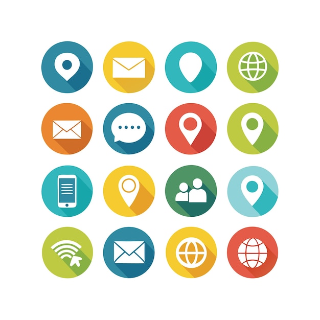 Colección de conjuntos de iconos de contacto para sitios web y aplicaciones móviles