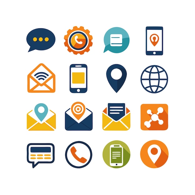 Colección de conjuntos de iconos de contacto para sitios web y aplicaciones móviles