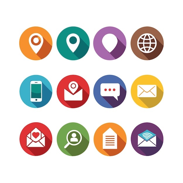 Colección de conjuntos de iconos de contacto para sitios web y aplicaciones móviles