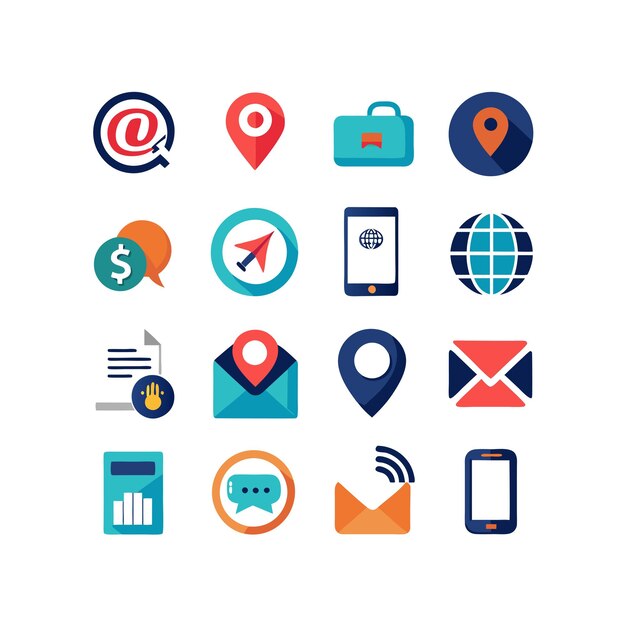 Colección de conjuntos de iconos de contacto para sitios web y aplicaciones móviles