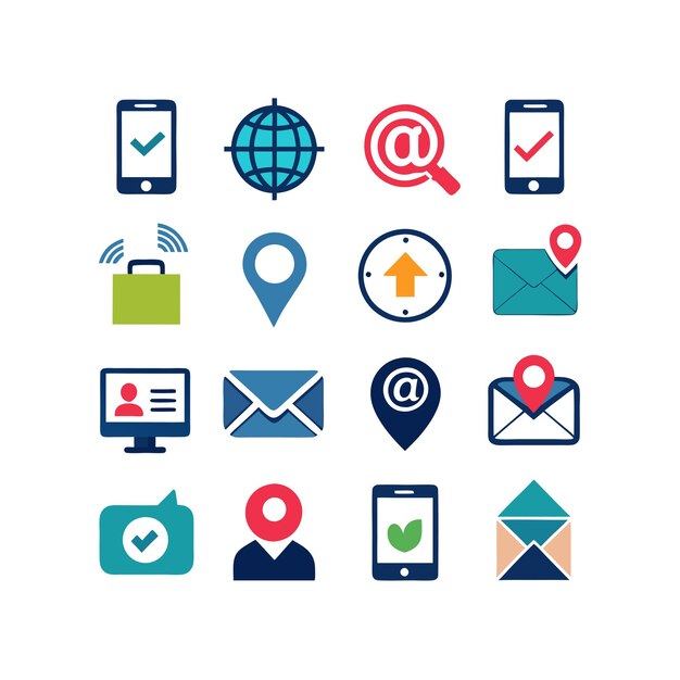 Colección de conjuntos de iconos de contacto para sitios web y aplicaciones móviles