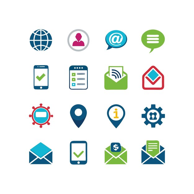 Colección de conjuntos de iconos de contacto para sitios web y aplicaciones móviles