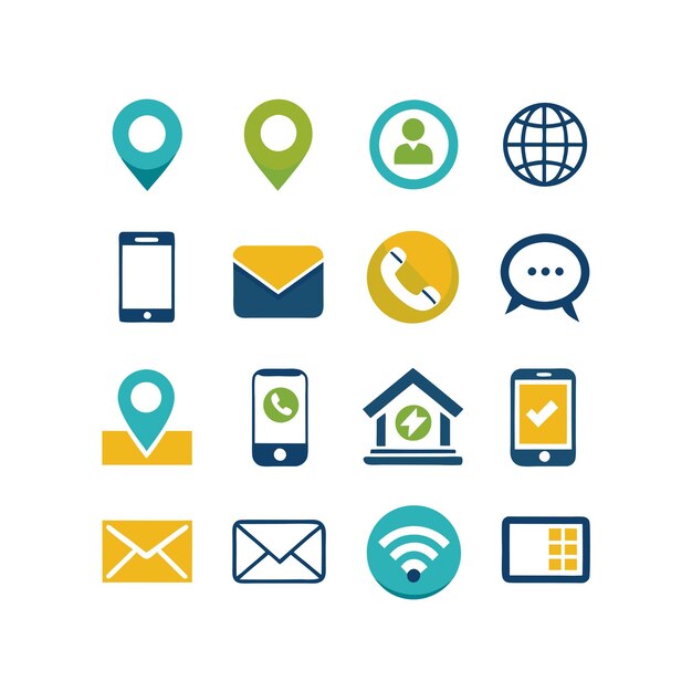 Colección de conjuntos de iconos de contacto para sitios web y aplicaciones móviles