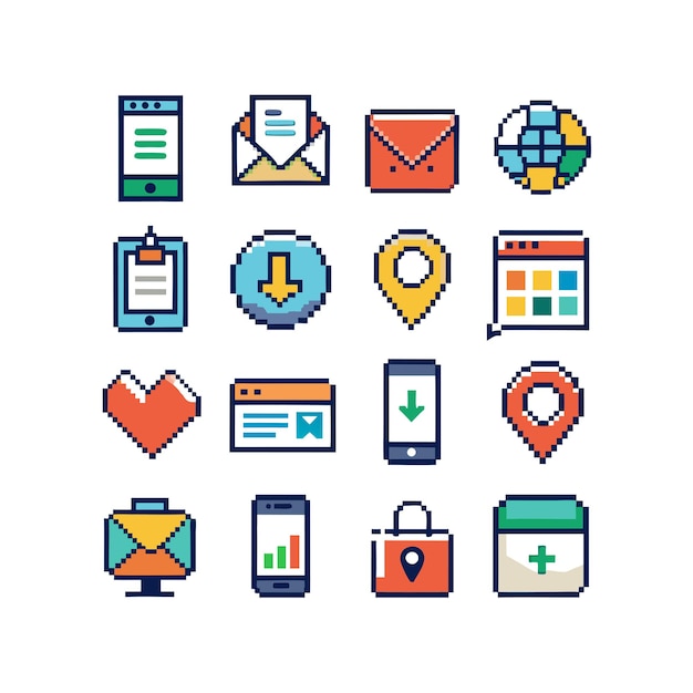 Colección de conjuntos de iconos de contacto para sitios web y aplicaciones móviles