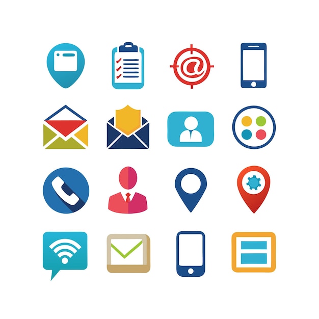 Colección de conjuntos de iconos de contacto para sitios web y aplicaciones móviles