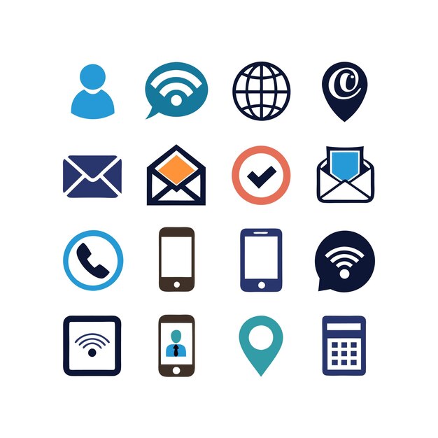 Colección de conjuntos de iconos de contacto para sitios web y aplicaciones móviles