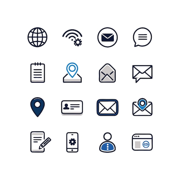 Colección de conjuntos de iconos de contacto para sitios web y aplicaciones móviles