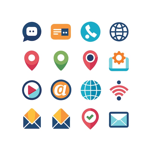 Colección de conjuntos de iconos de contacto para sitios web y aplicaciones móviles