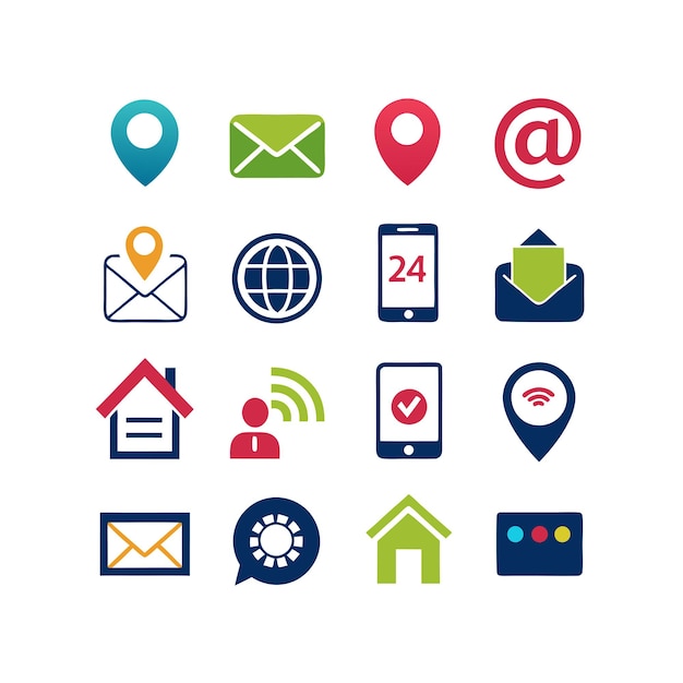 Colección de conjuntos de iconos de contacto para sitios web y aplicaciones móviles