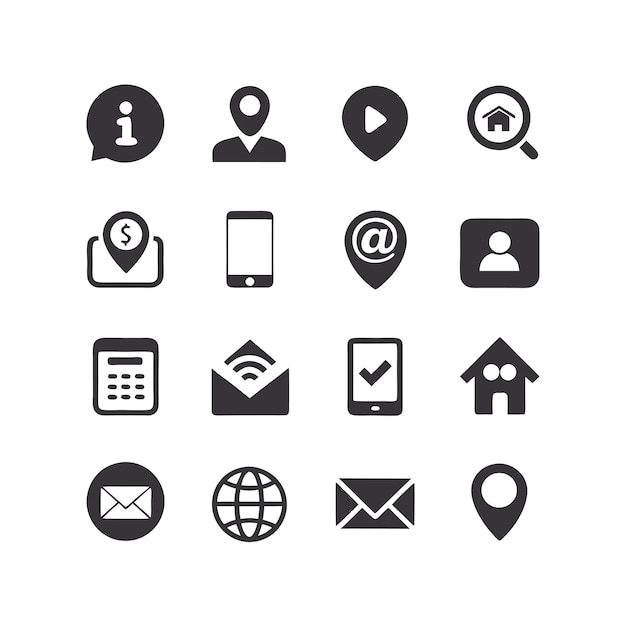 Colección de conjuntos de iconos de contacto para sitios web y aplicaciones móviles