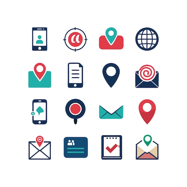 Colección de conjuntos de iconos de contacto para sitios web y aplicaciones móviles