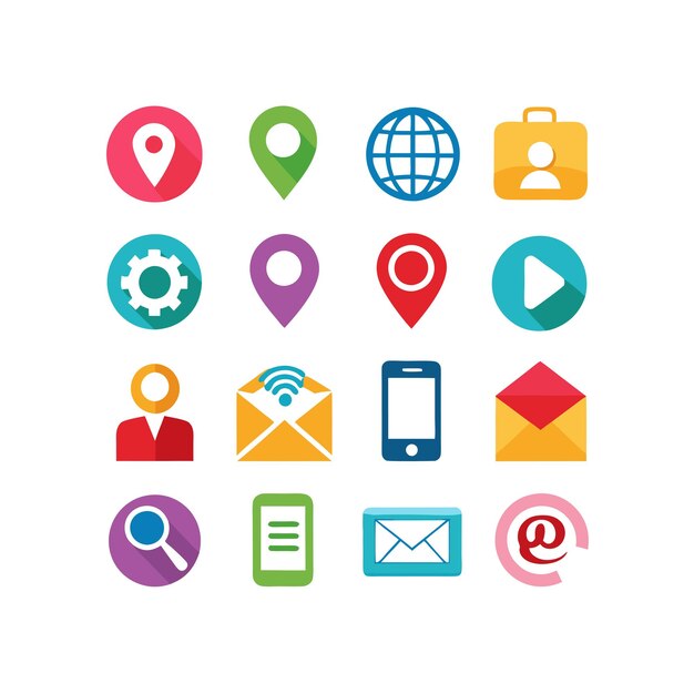 Colección de conjuntos de iconos de contacto para sitios web y aplicaciones móviles