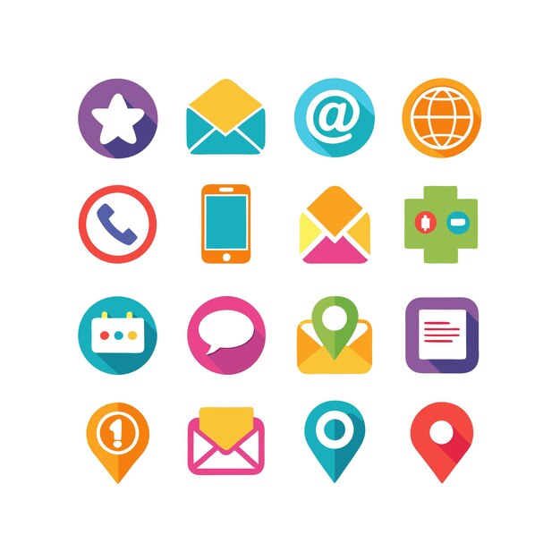 Colección de conjuntos de iconos de contacto para sitios web y aplicaciones móviles