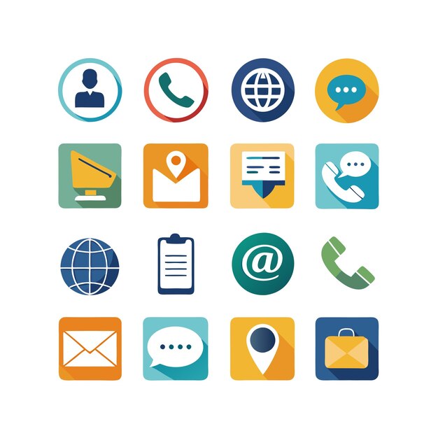 Colección de conjuntos de iconos de contacto para sitios web y aplicaciones móviles