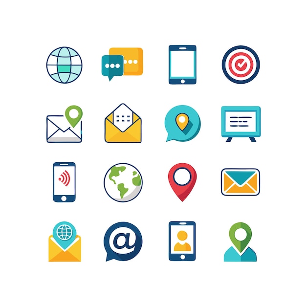 Colección de conjuntos de iconos de contacto para sitios web y aplicaciones móviles